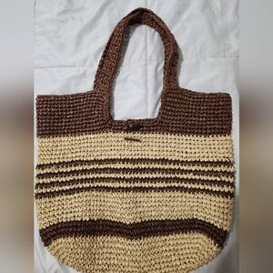 O'Neill Brown and Cream Knit Tote
